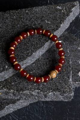 Sertifikalı Kırmızı Akik, Odun Jasper Doğal Taş Bileklik (SK:171) - 3