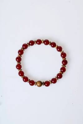 Sertifikalı Kırmızı Akik, Odun Jasper Doğal Taş Bileklik (SK:171) - 5