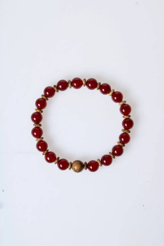 Sertifikalı Kırmızı Akik, Odun Jasper Doğal Taş Bileklik (SK:171) - 5