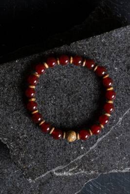 Sertifikalı Kırmızı Akik, Odun Jasper Doğal Taş Bileklik (SK:171) - Osmanlı Doğal Taş