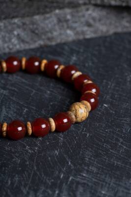 Sertifikalı Kırmızı Akik, Odun Jasper Doğal Taş Bileklik (SK:171) - 5