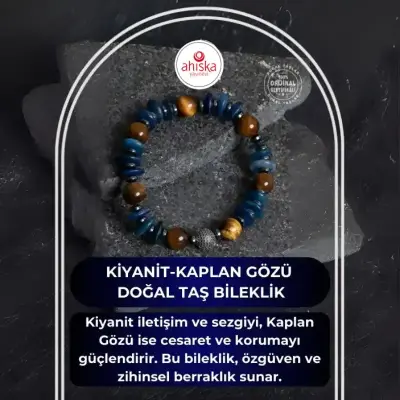 Sertifikalı Kiyanit, Kaplan Gözü Gümüş Aparat Doğal Taş Bileklik - Doğal Taş (1)