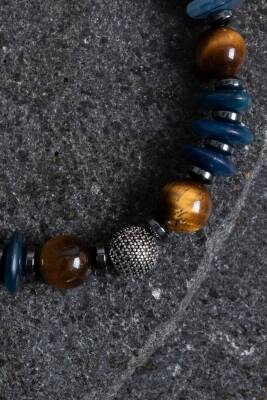 Sertifikalı Kiyanit, Kaplan Gözü Gümüş Aparat Doğal Taş Bileklik - 2