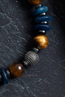 Sertifikalı Kiyanit, Kaplan Gözü Gümüş Aparat Doğal Taş Bileklik - 3