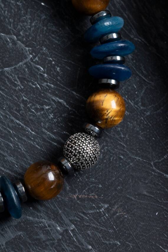 Sertifikalı Kiyanit, Kaplan Gözü Gümüş Aparat Doğal Taş Bileklik - 3