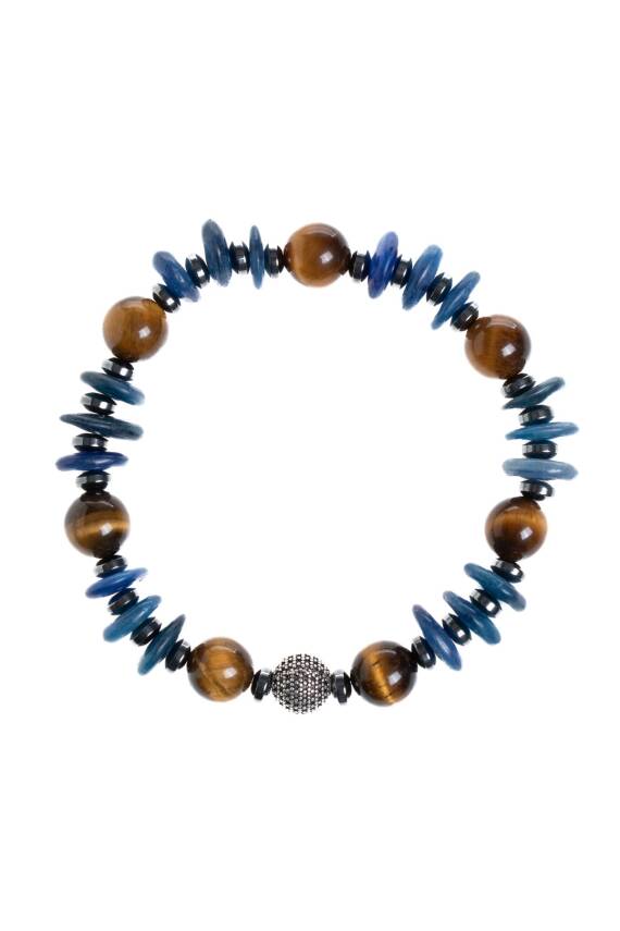 Sertifikalı Kiyanit, Kaplan Gözü Gümüş Aparat Doğal Taş Bileklik - 5