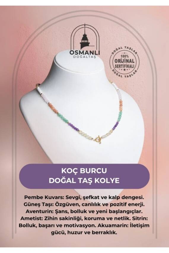 Sertifikalı Koç Burcu Doğal Taş Kolye - 2