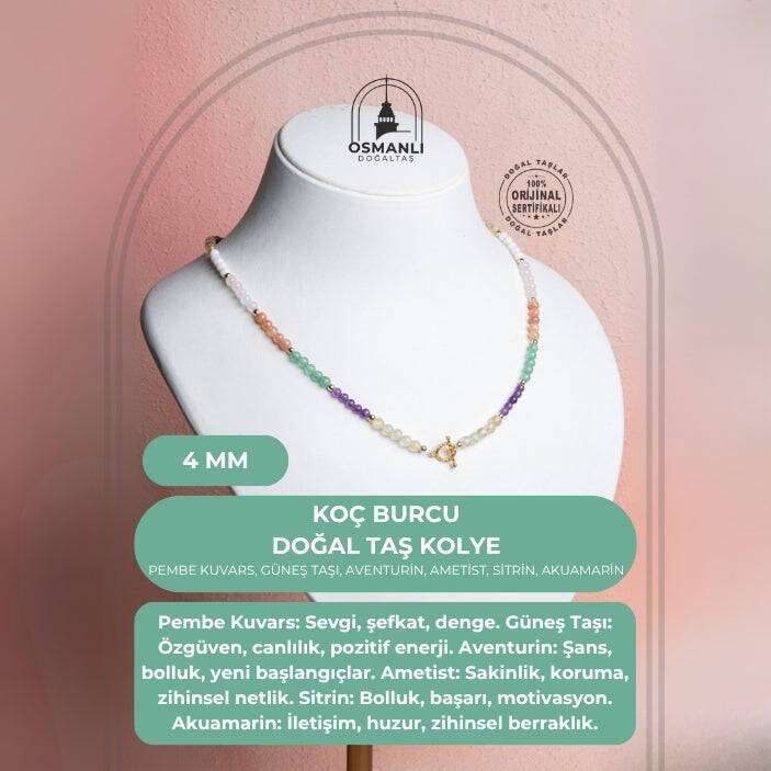 Sertifikalı Koç Burcu Doğal Taş Kolye - 2