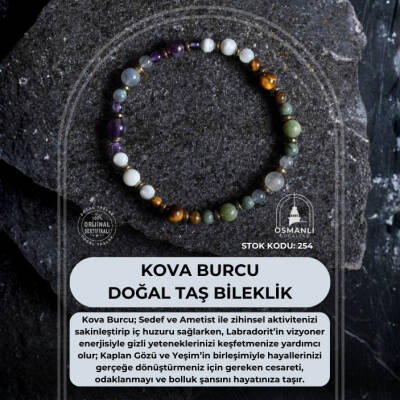Sertifikalı Kova Burcu Doğal Taş Bileklik (SK:254) - 2