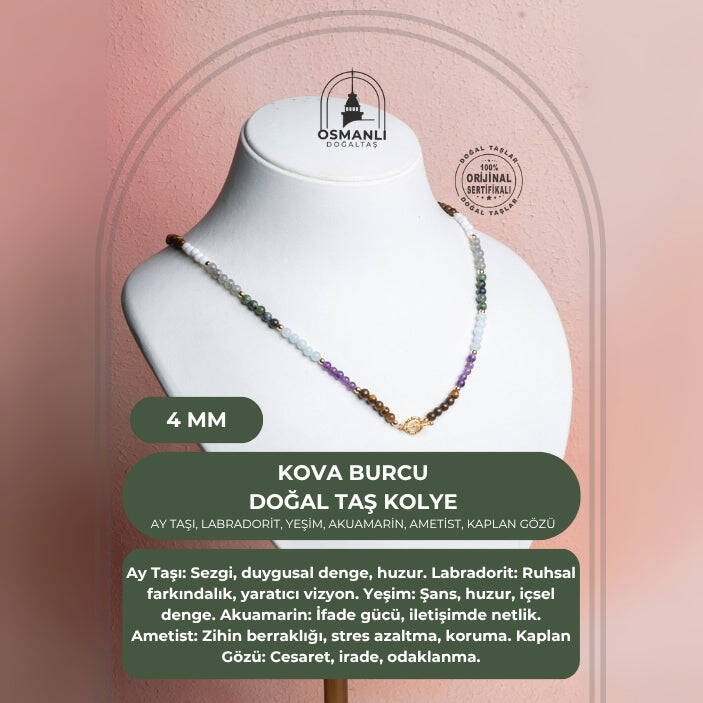 Sertifikalı Kova Burcu Doğal Taş Kolye - 2