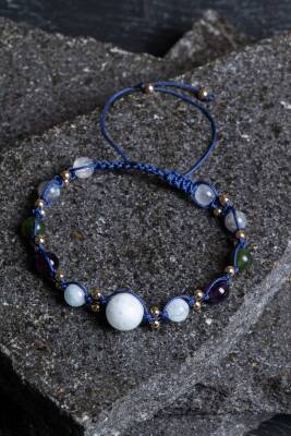 Sertifikalı Kova Burcu Doğal Taş Makrome Bileklik - Osmanlı Doğaltaş