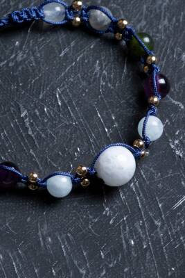 Sertifikalı Kova Burcu Doğal Taş Makrome Bileklik - 4