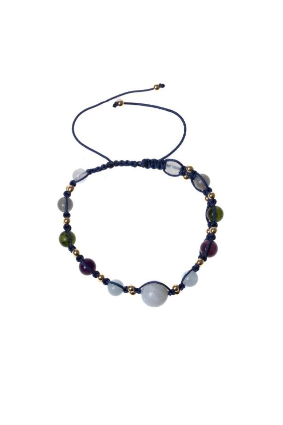 Sertifikalı Kova Burcu Doğal Taş Makrome Bileklik - 5