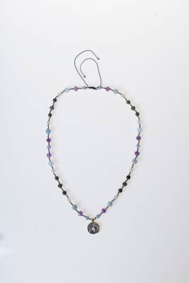 Sertifikalı Kova Burcu Doğal Taş Makrome Kolye - 5