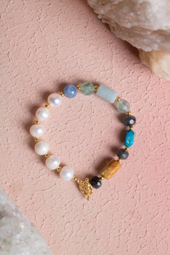 Sertifikalı Kova Burcu Gümüş Kapama Doğal Taş Bileklik (SK:272) - 1