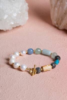 Sertifikalı Kova Burcu Gümüş Kapama Doğal Taş Bileklik (SK:272) - 3