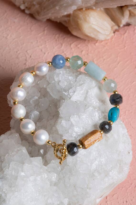 Sertifikalı Kova Burcu Gümüş Kapama Doğal Taş Bileklik (SK:272) - 5