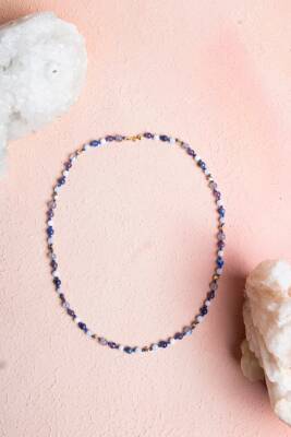 Sertifikalı Kova Burcu Gümüş Yıldızlı Doğal Taş Kolye - Osmanlı Doğal Taş