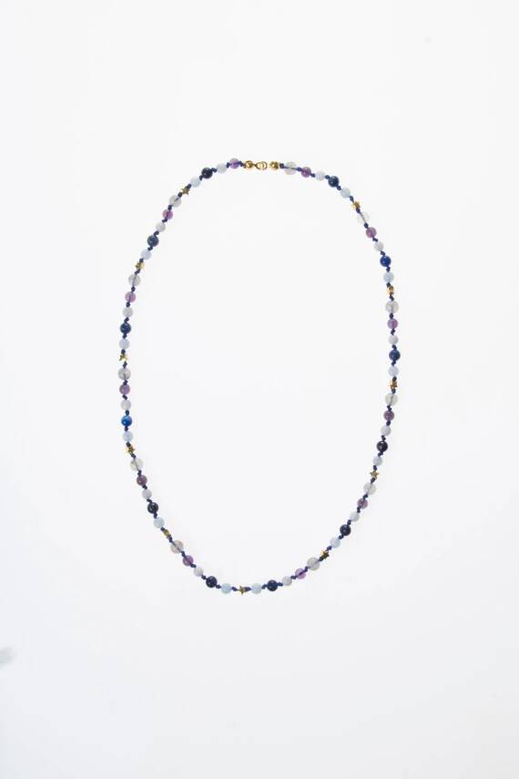 Sertifikalı Kova Burcu Gümüş Yıldızlı Doğal Taş Kolye - 4