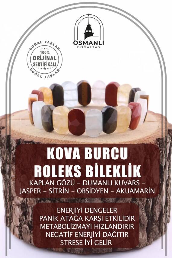 Sertifikalı Kova Burcu Roleks Doğal Taş Bileklik (SK:346) - 2