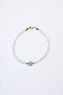 Sertifikalı Kristal Kuvars, Amazonit Gümüş Kapama Doğal Taş Bileklik (SK:062) - 6