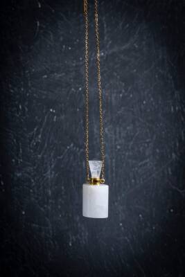 Sertifikalı Kristal Kuvars Doğal Taş Esans Şişesi Kolye - Osmanlı Doğal Taş