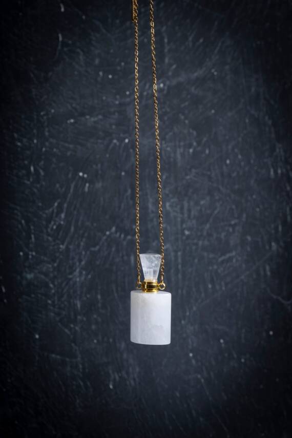 Sertifikalı Kristal Kuvars Doğal Taş Esans Şişesi Kolye - 1