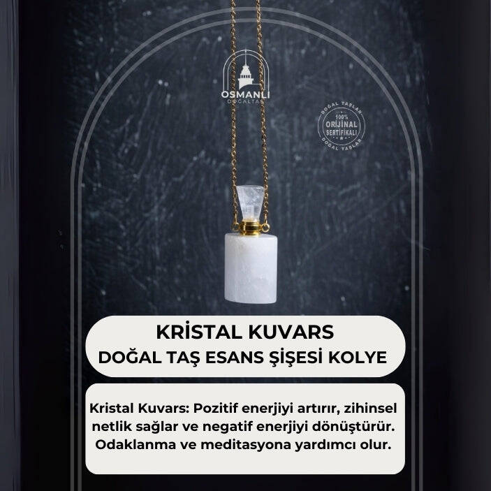 Sertifikalı Kristal Kuvars Doğal Taş Esans Şişesi Kolye - 2