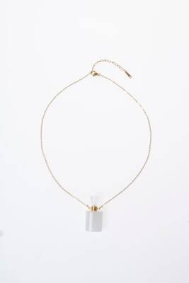 Sertifikalı Kristal Kuvars Doğal Taş Esans Şişesi Kolye - 6