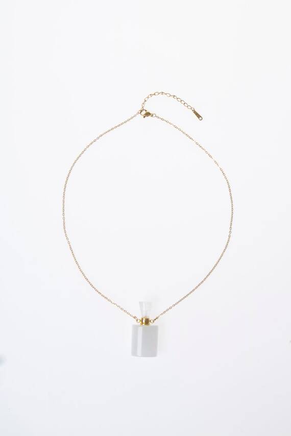 Sertifikalı Kristal Kuvars Doğal Taş Esans Şişesi Kolye - 6