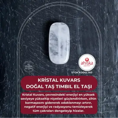 Sertifikalı Kristal Kuvars Doğal Taş Tımbıl El Taşı (SK140) - 1