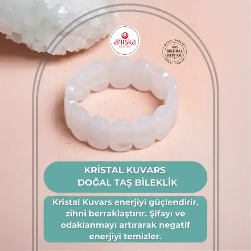 Sertifikalı Kristal Kuvars Geniş Kesim Doğal Taş Bileklik - 2