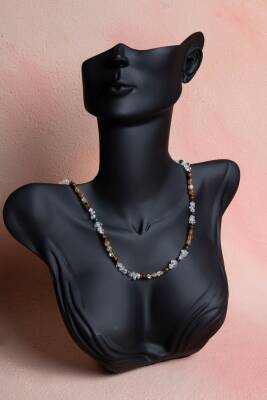 Sertifikalı Kristal Kuvars, Rutilli Kuvars, Kaplan Gözü, Yeşil Akik Gümüş Kapama Doğal Taş Kolye (SK:070) - 2