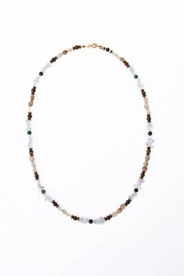 Sertifikalı Kristal Kuvars, Rutilli Kuvars, Kaplan Gözü, Yeşil Akik Gümüş Kapama Doğal Taş Kolye (SK:070) - 6