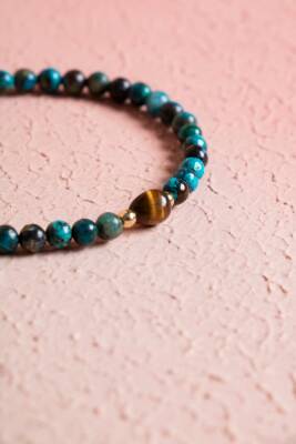 Sertifikalı Krizokol, Kaplan Gözü Gümüş Kapama Doğal Taş Bileklik (SK:063) - 3