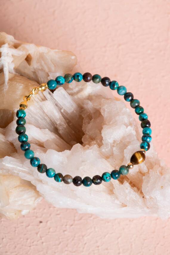 Sertifikalı Krizokol, Kaplan Gözü Gümüş Kapama Doğal Taş Bileklik (SK:063) - 5