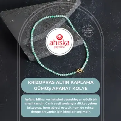 Sertifikalı Krizopras Altın Kaplama Gümüş Aparat Kolye - Doğal Taş (1)
