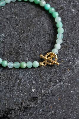 Sertifikalı Krizopras Altın Kaplama Gümüş Aparat Kolye - 4