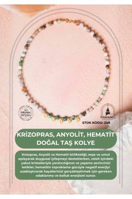 Sertifikalı Krizopras, Anyolit, Hematit Doğal Taş Kolye (SK:248) - Osmanlı Doğal Taş