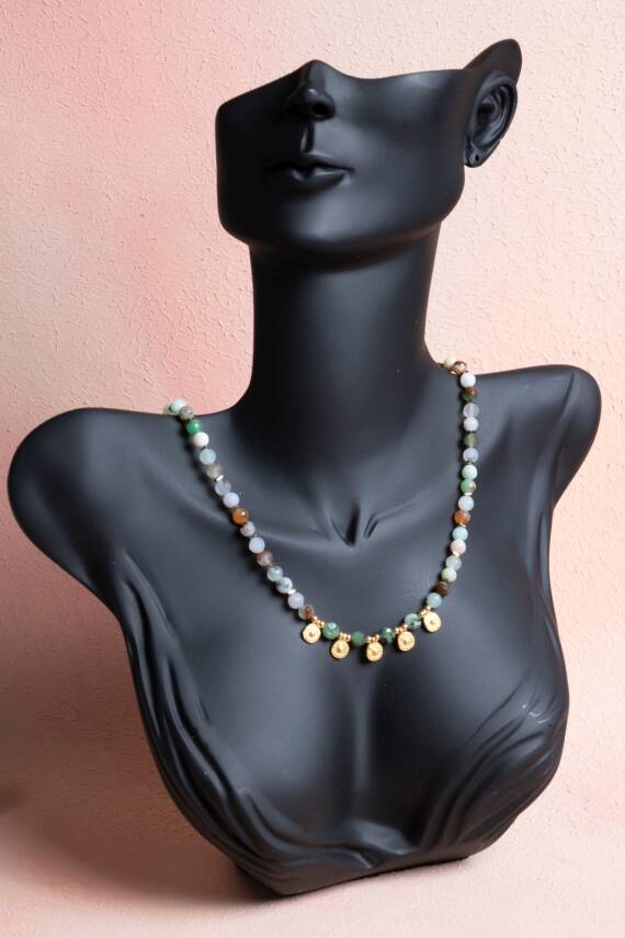 Sertifikalı Krizopras, Anyolit, Hematit Doğal Taş Kolye (SK:248) - 4