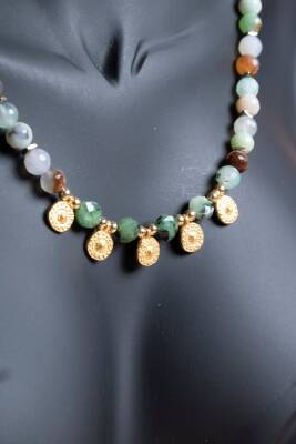 Sertifikalı Krizopras, Anyolit, Hematit Doğal Taş Kolye (SK:248) - 5