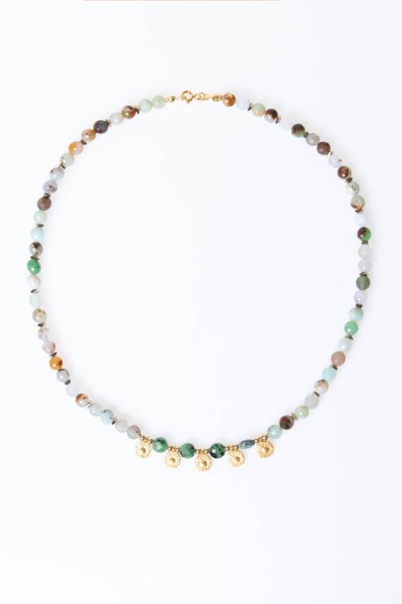 Sertifikalı Krizopras, Anyolit, Hematit Doğal Taş Kolye (SK:248) - 6