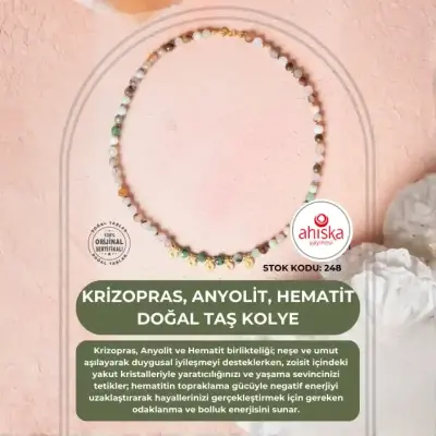 Sertifikalı Krizopras, Anyolit, Hematit Doğal Taş Kolye (SK248) - Doğal Taş (1)