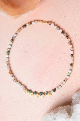 Sertifikalı Krizopras, Anyolit, Hematit Doğal Taş Kolye (SK:248) - Osmanlı Doğal Taş