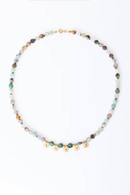 Sertifikalı Krizopras, Anyolit, Hematit Doğal Taş Kolye (SK:248) - 6