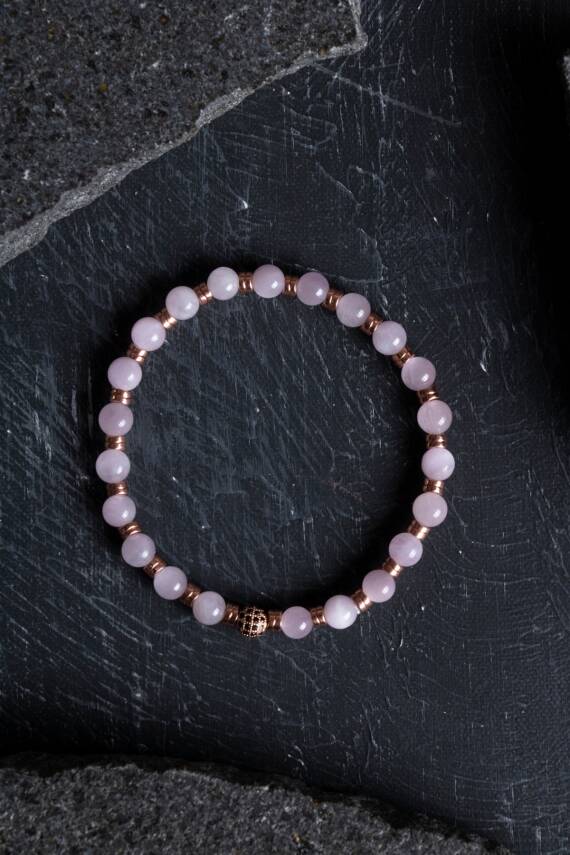 Sertifikalı Kunzit, Hematit Zirkon Aparatlı Doğal Taş Bileklik (SK:166) - 1