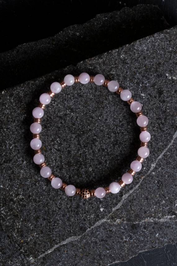 Sertifikalı Kunzit, Hematit Zirkon Aparatlı Doğal Taş Bileklik (SK:166) - 3