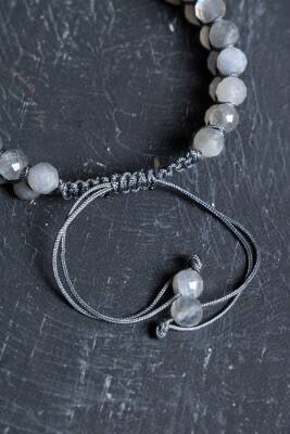 Sertifikalı Labradorit Çift Sıra Doğal Taş Makrome Bileklik (SK:208) - 5