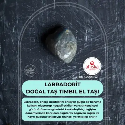 Sertifikalı Labradorit Doğal Taş Tımbıl El Taşı (SK142) - 1