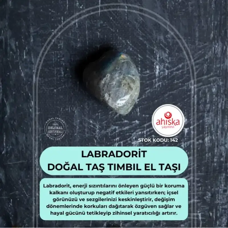 Sertifikalı Labradorit Doğal Taş Tımbıl El Taşı (SK142) - 1